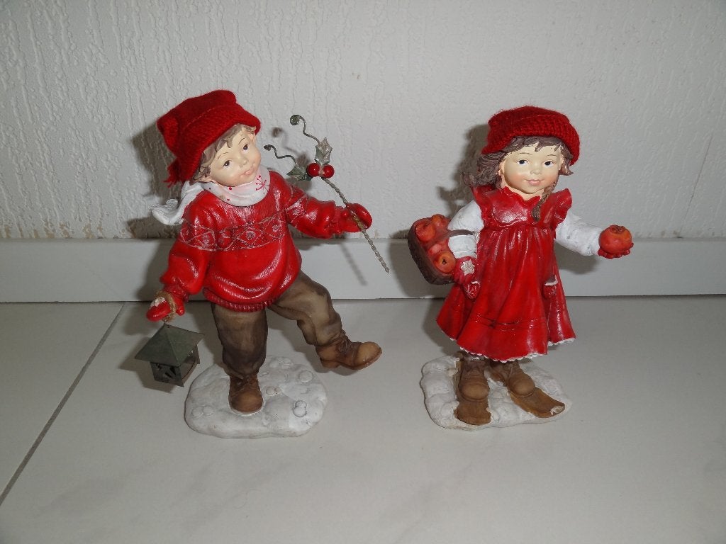 2 Kerstfiguurtjes, 20 cm hoog, Verzamelen, Beelden en Beeldjes, Verzenden, Zo goed als nieuw