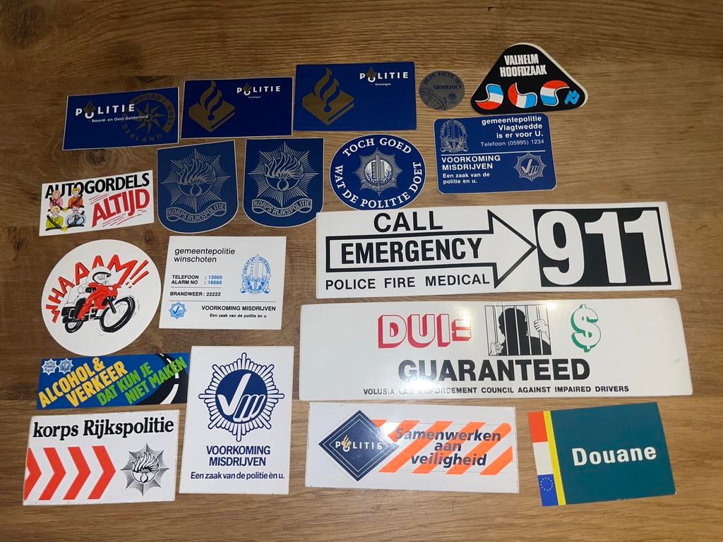 Partij politie stickers., Verzamelen, Stickers, Verzenden, Gebruikt, Overige typen
