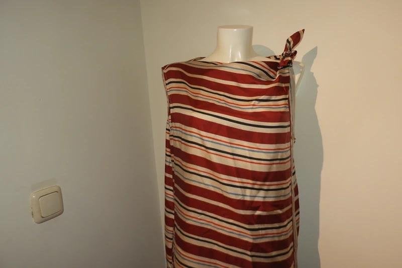 See by Chloe zuiver zijde jurk gestreept strik schouder D42, Maat 42/44 (L), Boven de knie, Meerkleurig, Verzenden