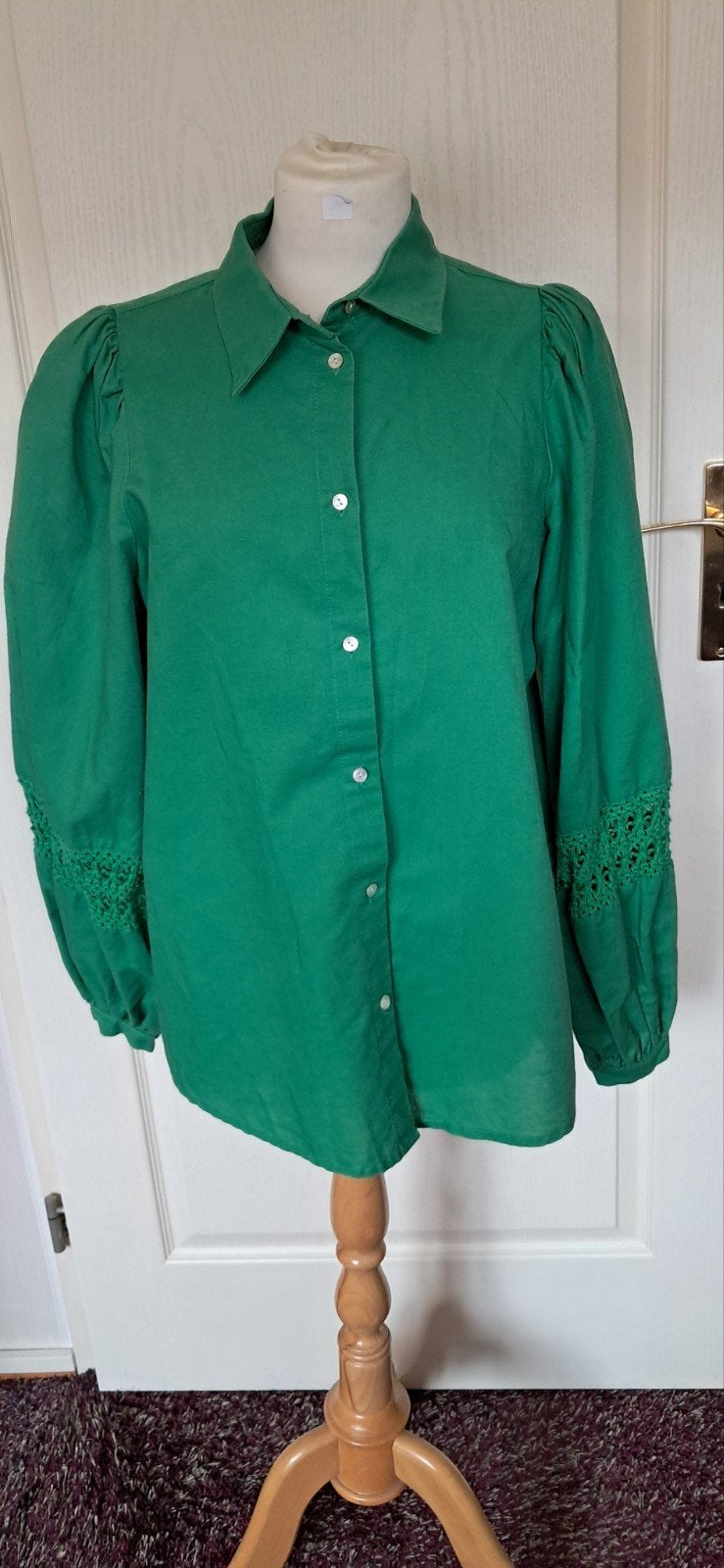 NUKUS Groene Blouse Maat 40 met Kanten Mouwen, Maat 38/40 (M), Onbekend, Ophalen of Verzenden, Zo goed als nieuw