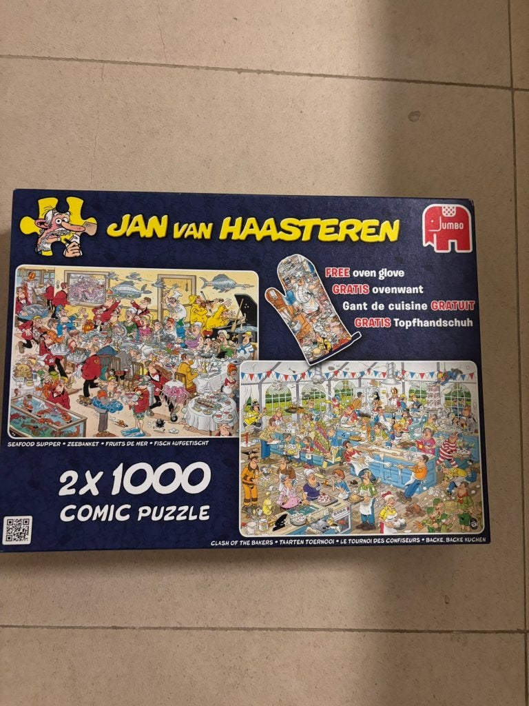 Jumbo jan van haasteren 2x1000 comic puzzel zeebanket!, Ophalen of Verzenden, 500 t/m 1500 stukjes, Zo goed als nieuw, Legpuzzel
