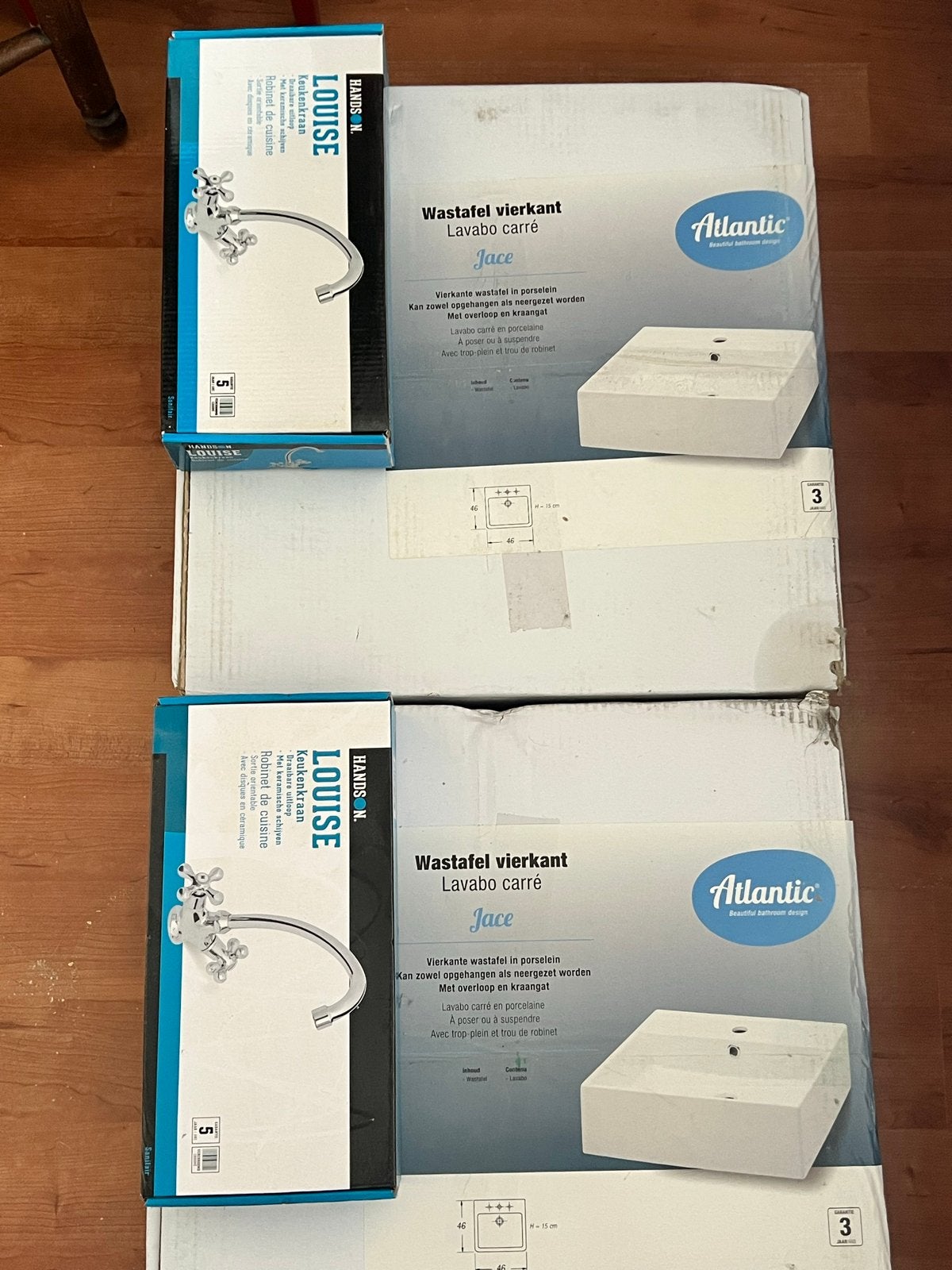 Nieuwe Atlantic Jace Wastafel en Hands Louise Kraan, Ophalen, Nieuw, Chroom, Wastafel