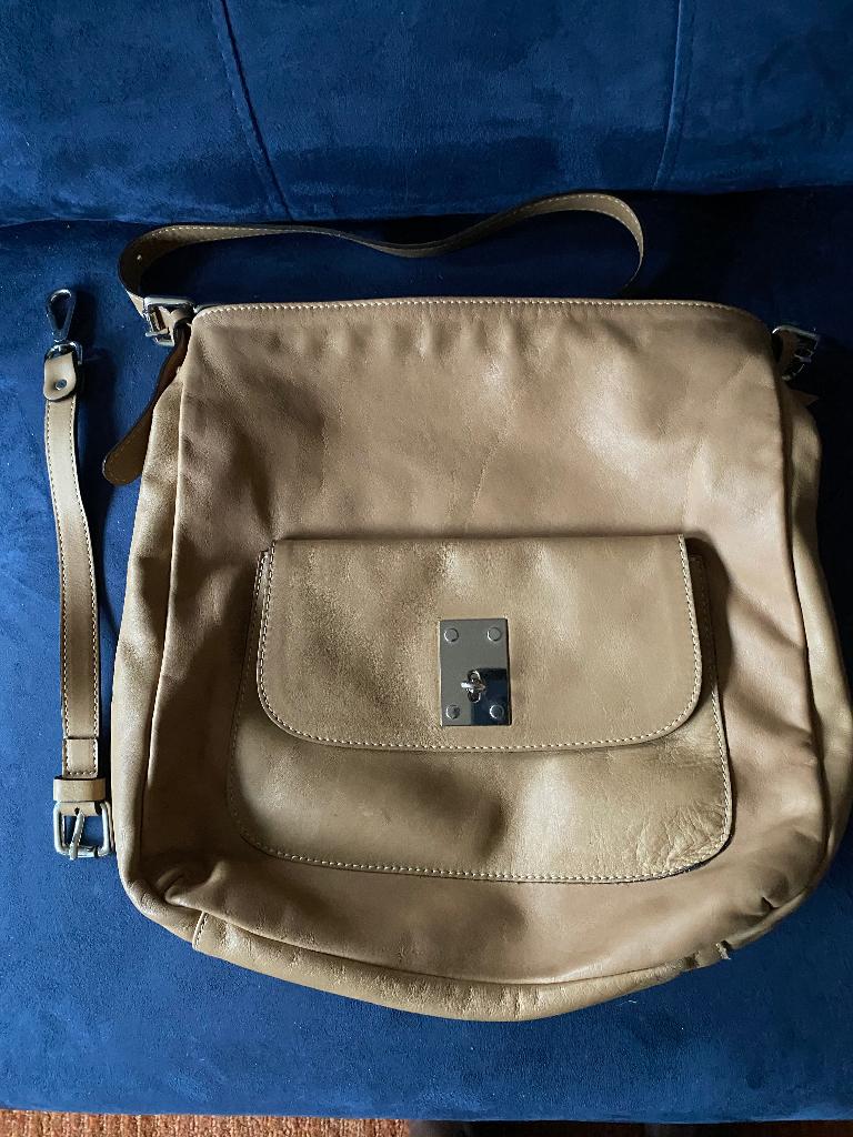 Tas, dames, leer 35x35 cm, Overige merken, Gebruikt, Bruin, Ophalen of Verzenden