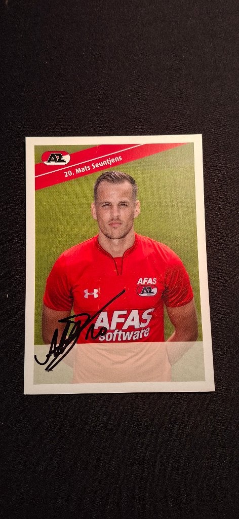 Spelerskaart met handtekening; Mats Seuntjens # AZ NAC, Ophalen of Verzenden, Nieuw, AZ, Spelerskaart