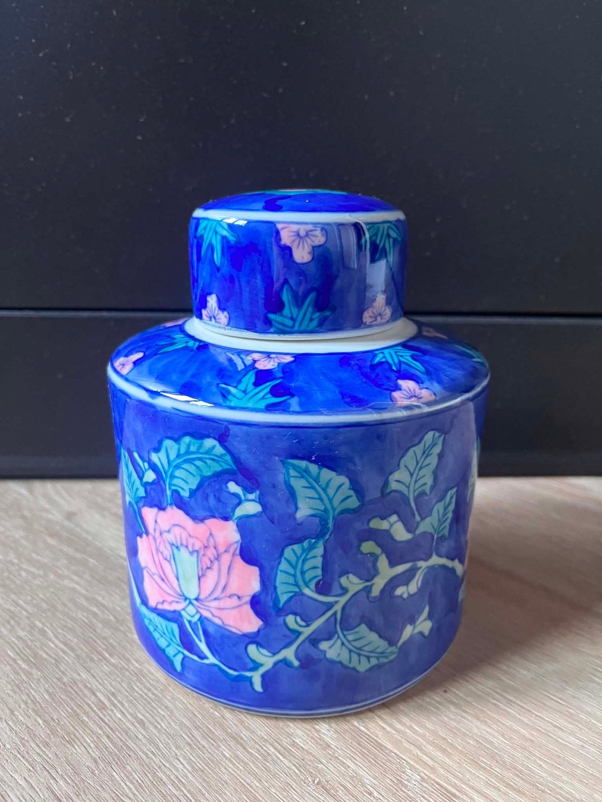 Vintage Chinese Gemberpot - Blauw met Bloemenpatroon, Ophalen of Verzenden