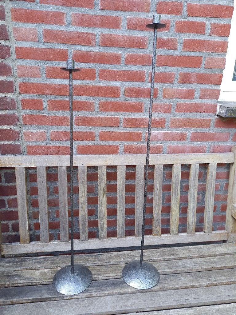 2 IJzeren Vloerkandelaars / Kandelaars, 100 cm, Gebruikt, -, -