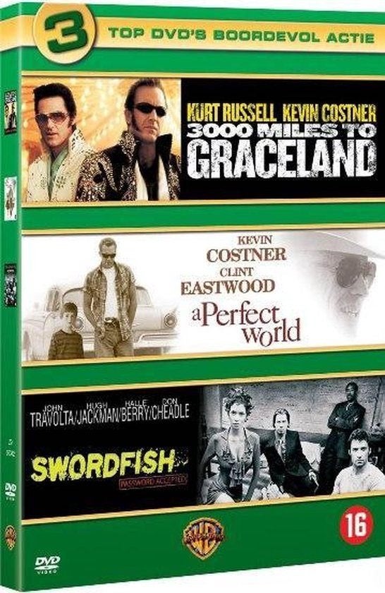3000 Miles to Graceland en Perfect World en Swordfish 3XDVD, Vanaf 16 jaar, Verzenden, Zo goed als nieuw, Actie
