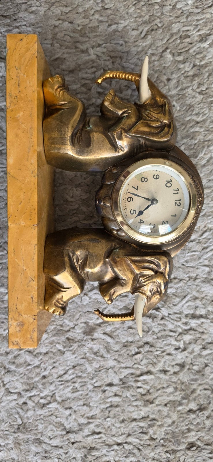 Antieke Olifant Klok op Marmeren Sokkel, Verzenden