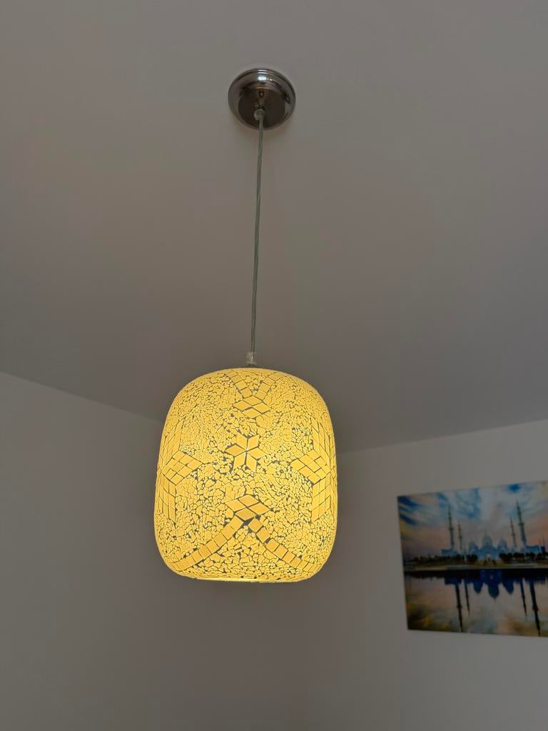 3 Handgemaakte Oosterse Mozaïek Hanglampen, Huis en Inrichting, Ophalen of Verzenden, Zo goed als nieuw, Glas, 50 tot 75 cm