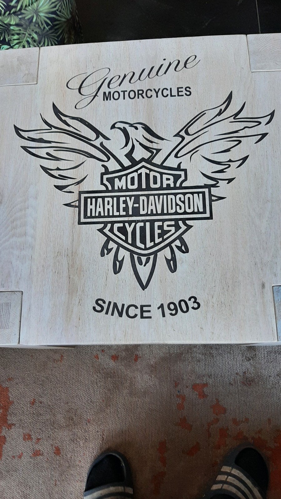 Tafel Harley- Davidson massief hout, Motoren, Ophalen