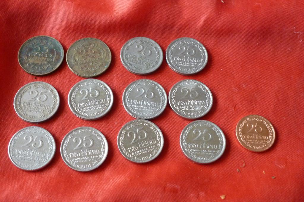 Sri Lanka - 13x prachtige 25 cent 1943-2005 (c 16, Ophalen of Verzenden, Zuid-Azië, Setje