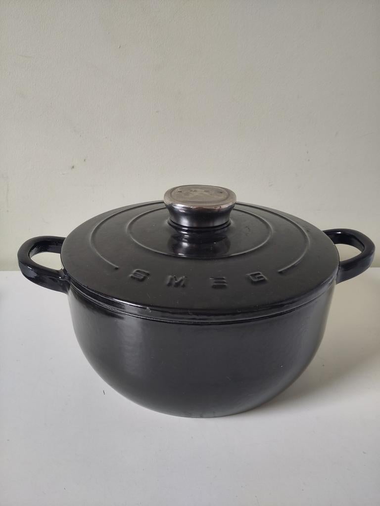 Smeg Gietijzeren Braadpan - Zwart, Huis en Inrichting, Keuken | Potten en Pannen, Ophalen, Zo goed als nieuw, Gietijzer
