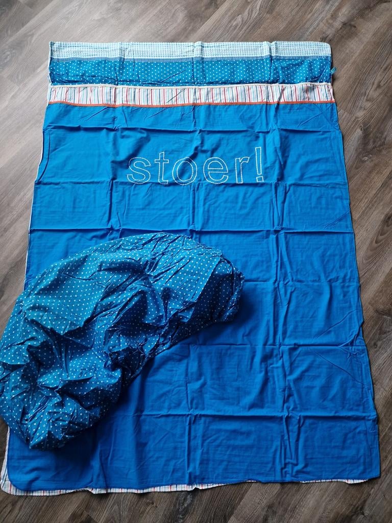 Gebruikt stoer ledikant overtrek met hoeslaken van lief, Gebruikt, Blauw, Dekbedovertrek, Ophalen of Verzenden