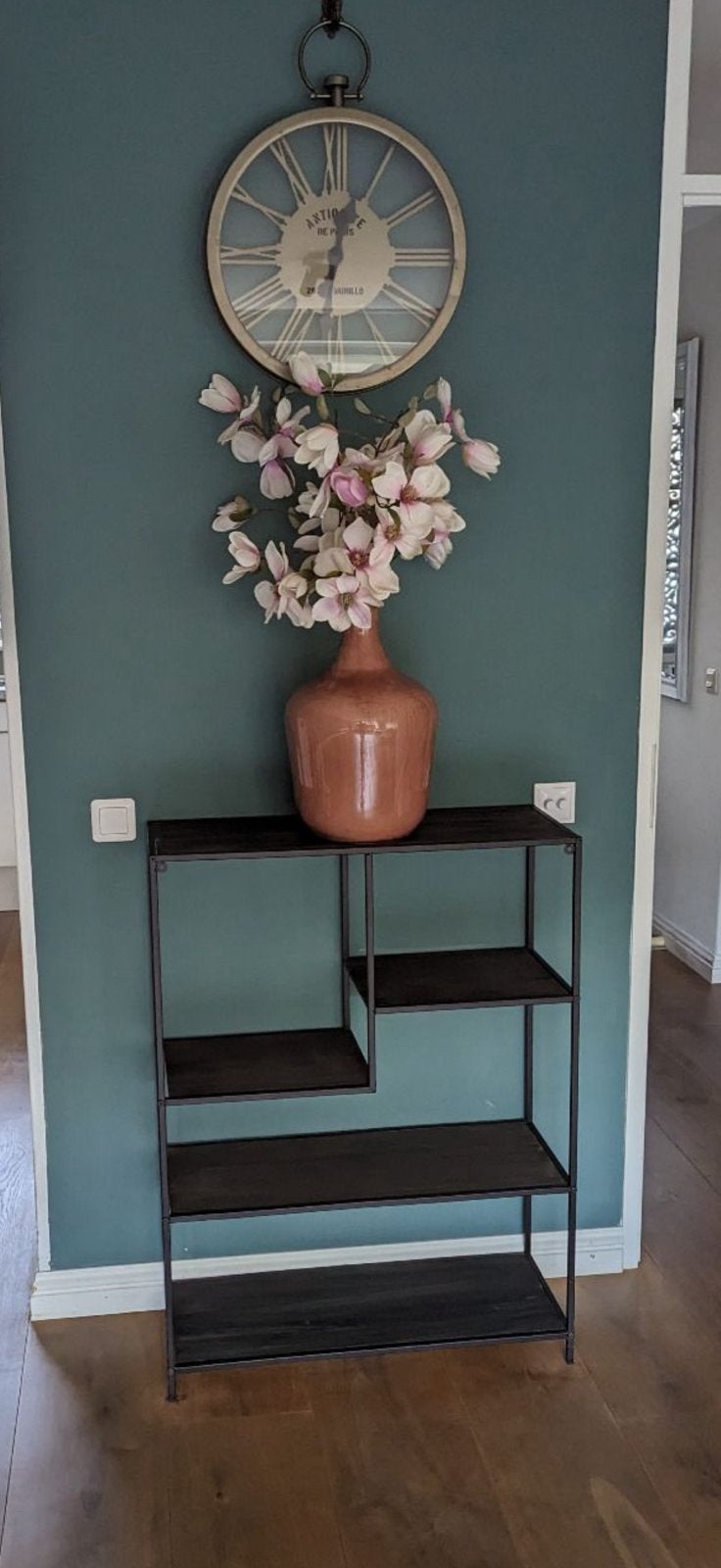 Zwarte wandrek / open kast, Ophalen, Zo goed als nieuw, 25 tot 50 cm, Minder dan 150 cm
