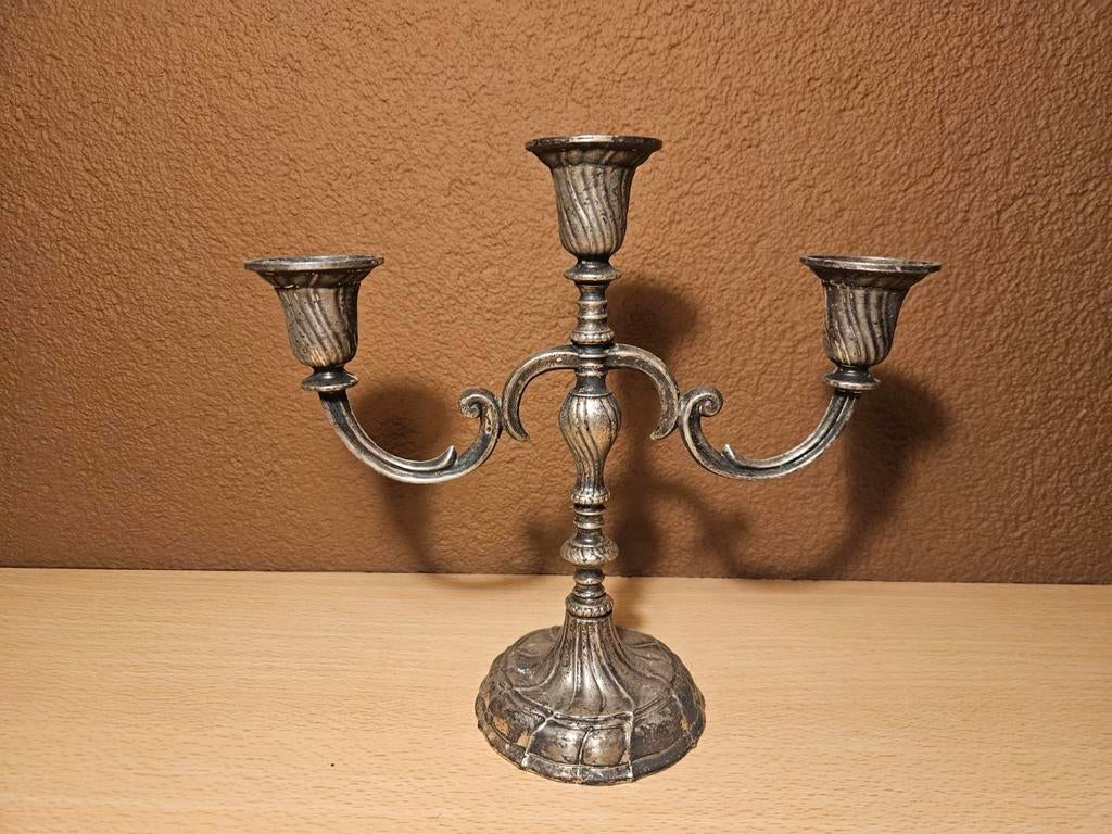 Vintage Bmf West Germany kandelaar van tin of verzilverd, Ophalen of Verzenden