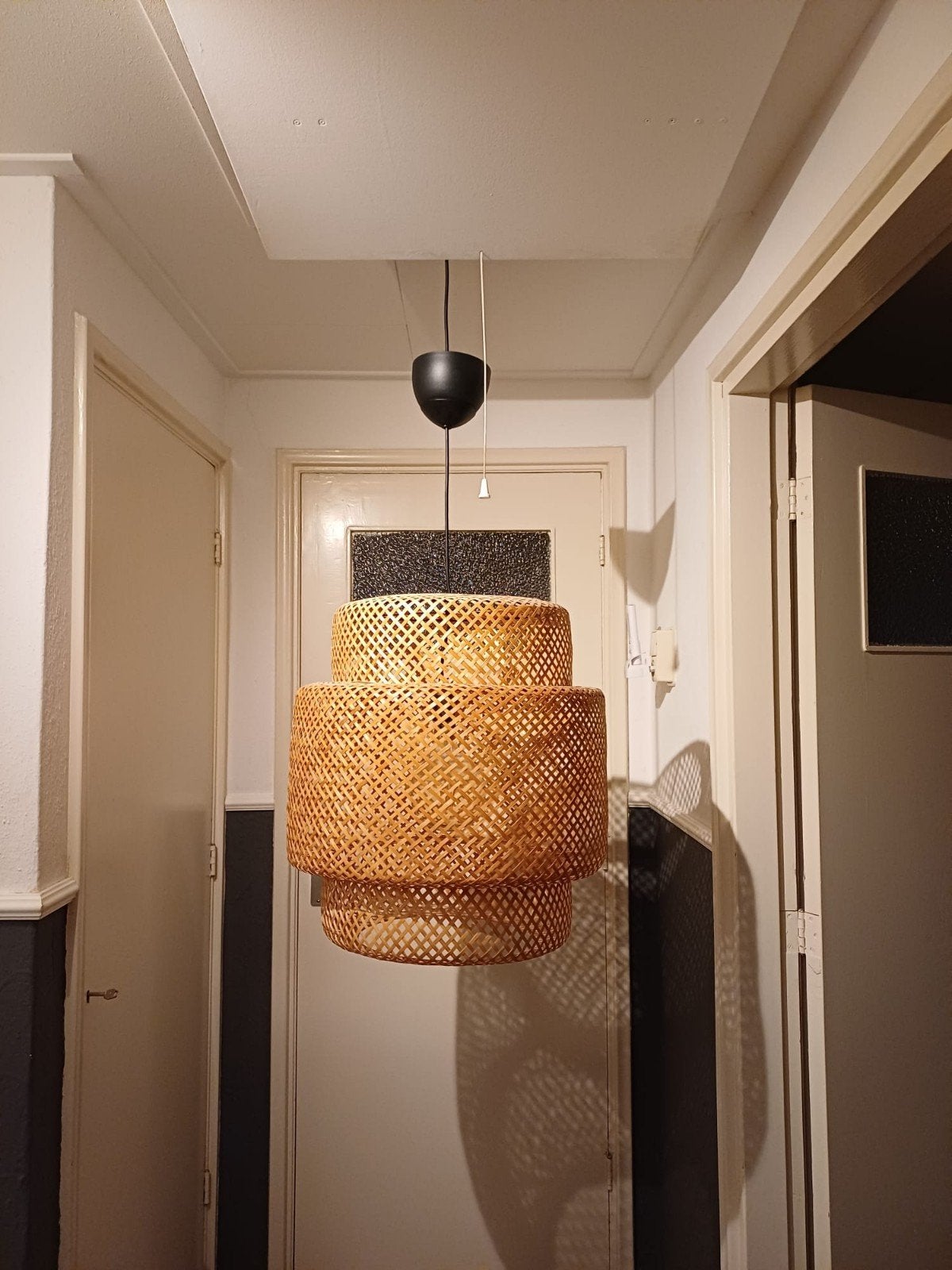 Bamboe hanglamp 50 cm, Huis en Inrichting, Ophalen, Gebruikt, Natuurlijk materiaal, E27 (groot)