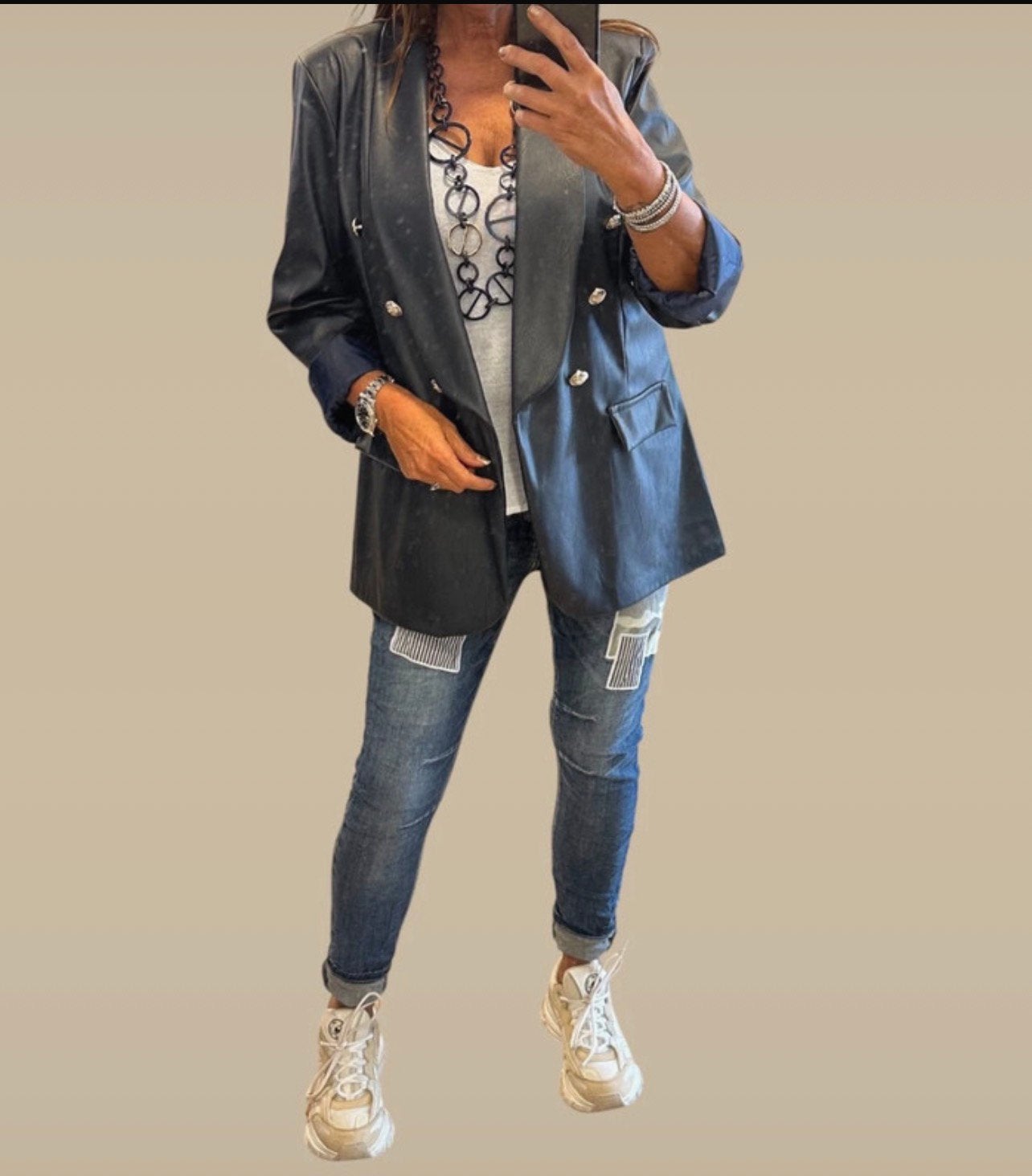PU LEATHER BLAZER NIEUW XL BLAUW JADEY’S