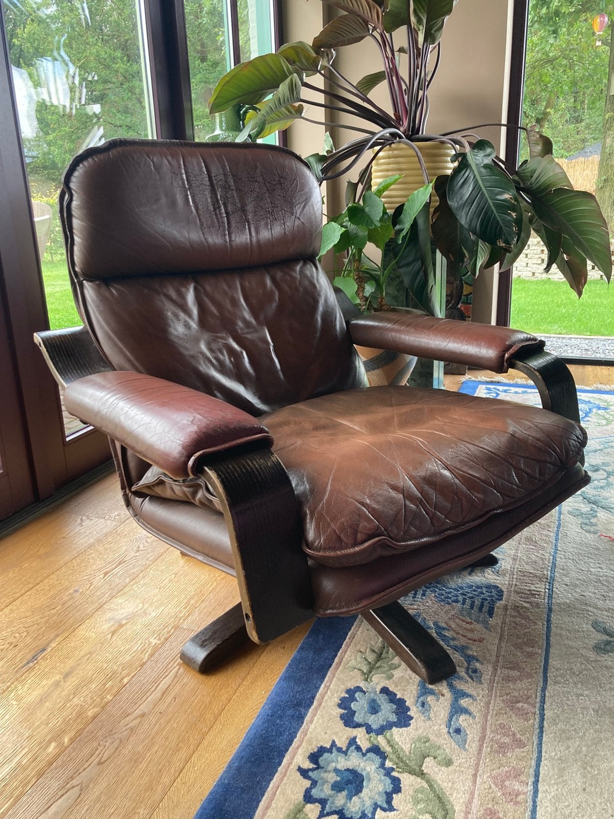 Vintage Leolux fauteuil door Jan des Bouvrie, Huis en Inrichting, Fauteuils, Ophalen, Gebruikt, 75 tot 100 cm, Leer