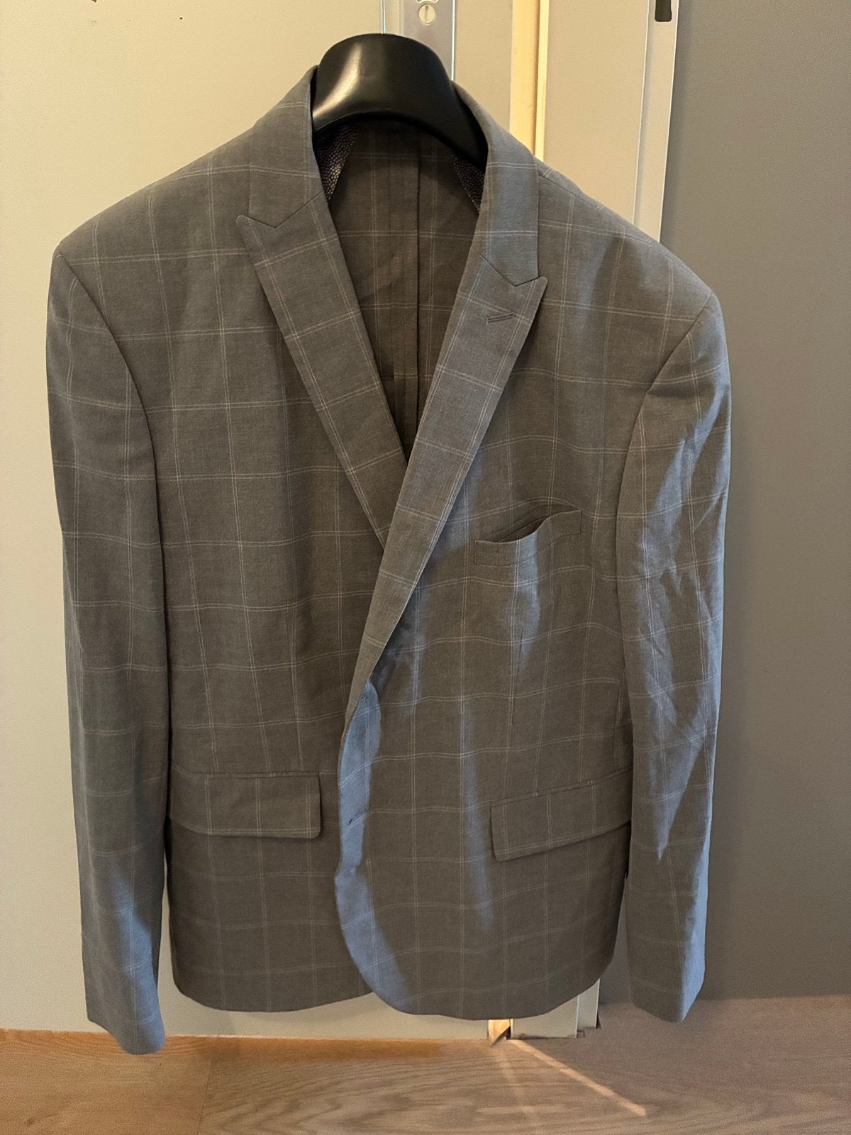 Stijlvol geruit colbert - Maat XL extra slim fit, Ophalen, Zo goed als nieuw, Maat 56/58 (XL), Grijs