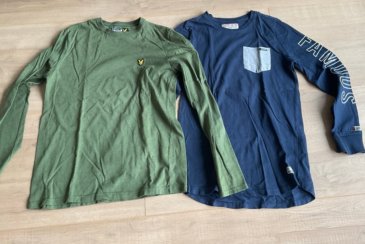 2x T-shirt lange mouwen: Retour blauw & Lyle & Scott groen, Ophalen of Verzenden