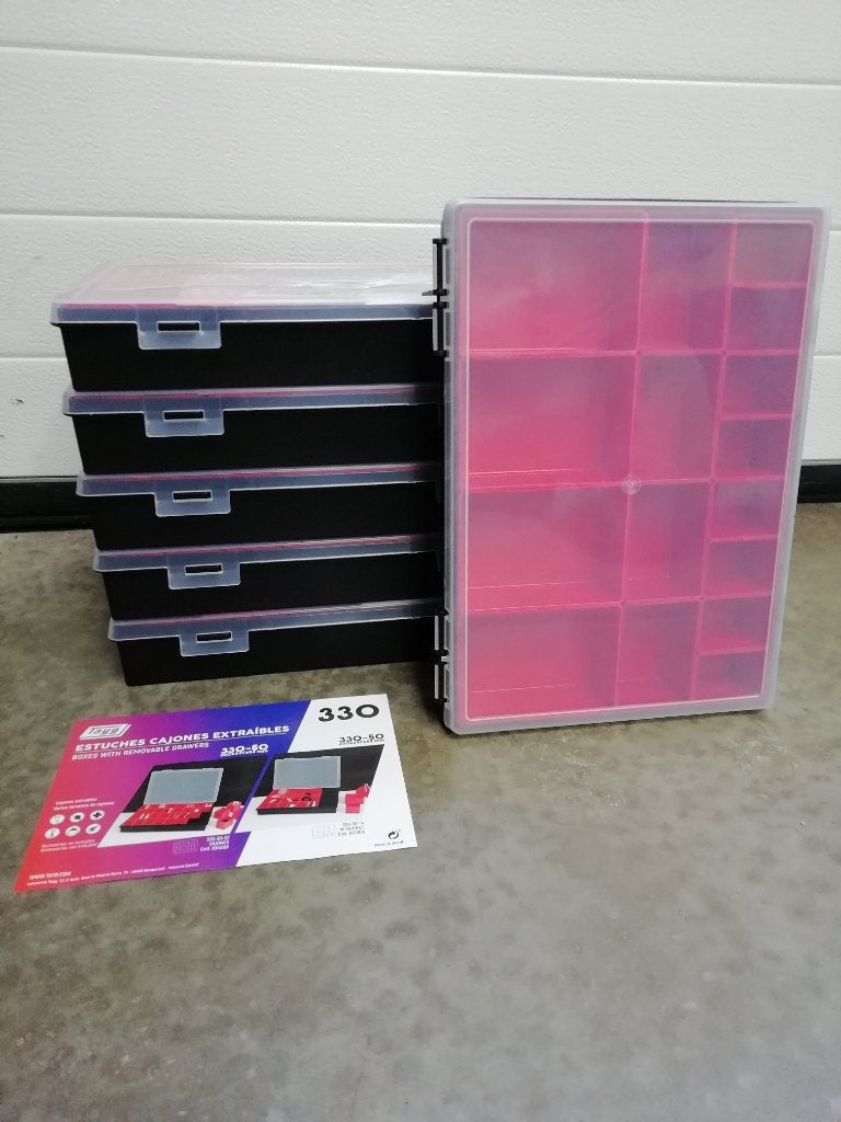 6 Nieuwe Sorteerkoffers met 16 inzetbakjes 330x247x54 mm, Ophalen, Nieuw