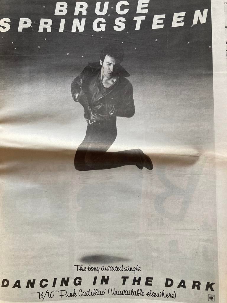 Paginagrote A3 advertentie BRUCE SPRINGSTEEN Dancing release, Ophalen of Verzenden