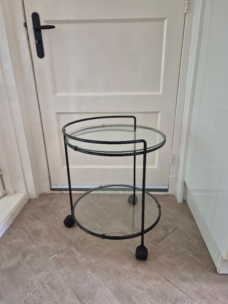 Verrijdbare bijzettafel, Huis en Inrichting, Minder dan 55 cm, Gebruikt, Metaal of Aluminium, Rond