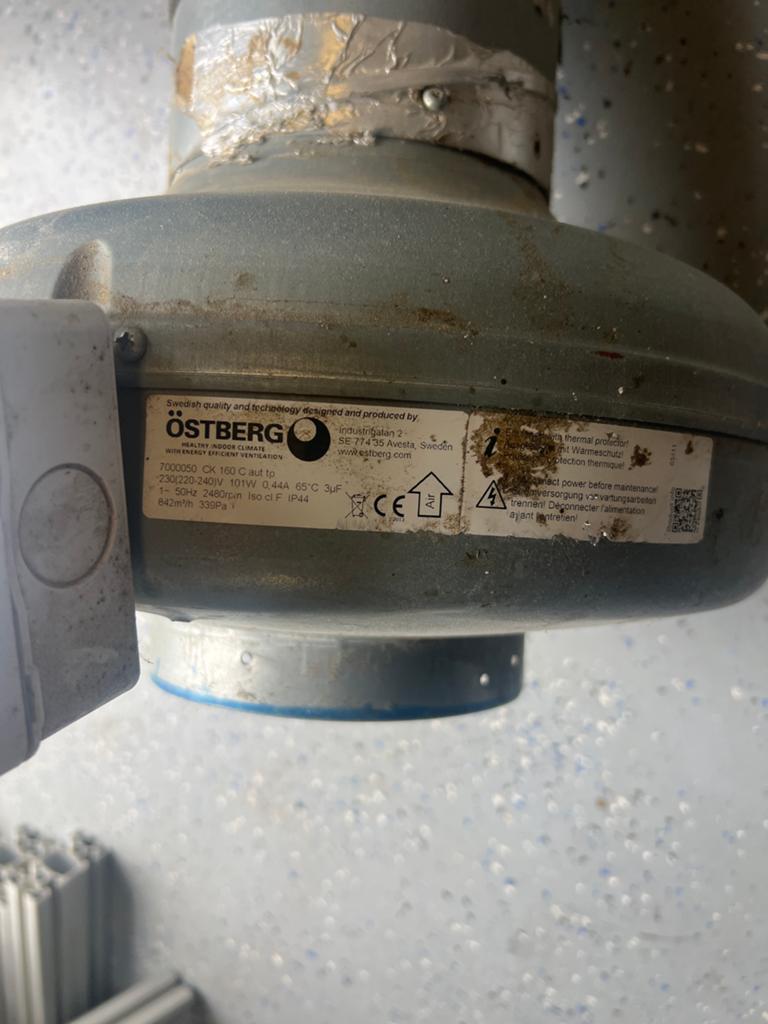 Östberg Ventilator/Afzuiger - 842m³/h, 330Pa, Ophalen, Zo goed als nieuw, Ventilator en Afzuiger
