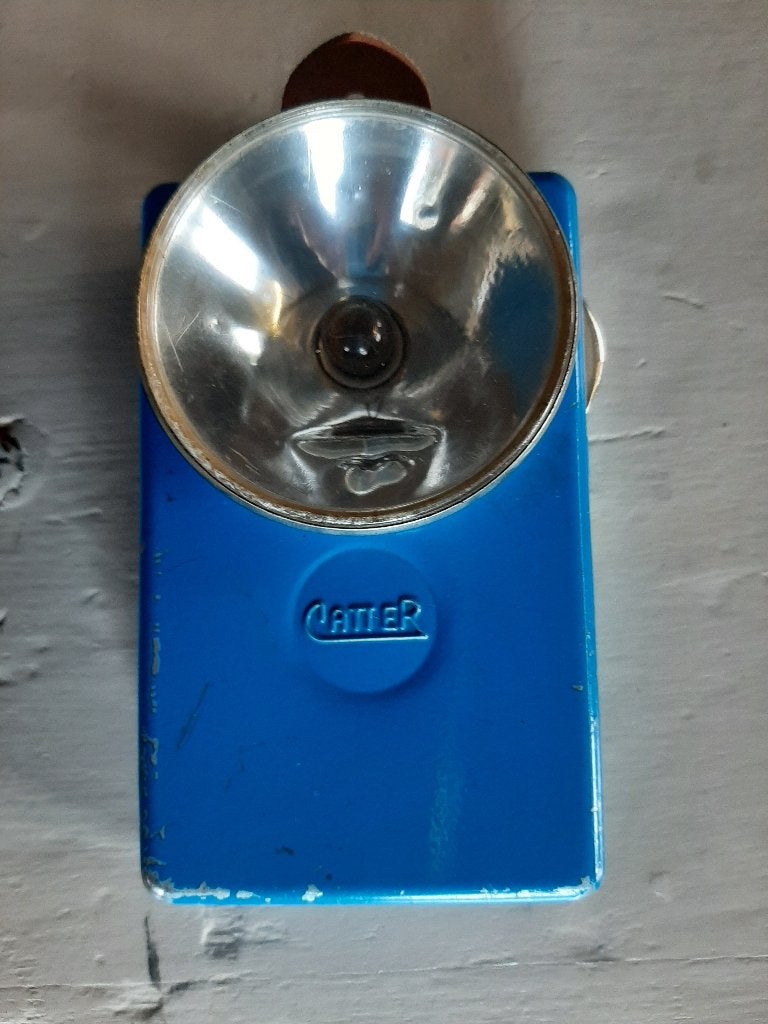Vintage zaklamp      merk: catter      kleur: blauw, Antiek en Kunst, Ophalen of Verzenden
