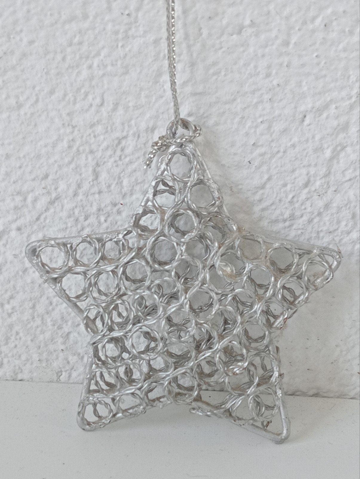 Metalen handgemaakte vintage geweven kerstster, Ophalen of Verzenden, Nieuw, Zilver, Overige materialen
