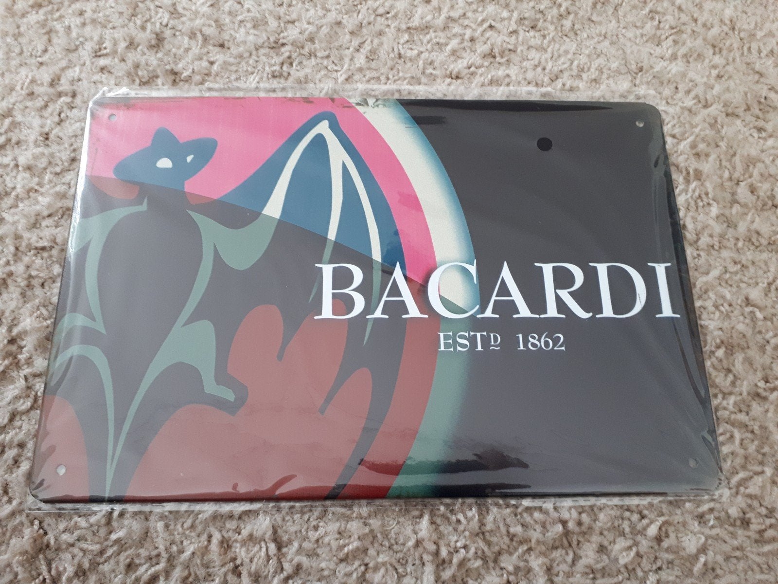 Bacardi 20x30 cm Metalen Reclamebord, Verzamelen, Ophalen of Verzenden, Nieuw, Reclamebord