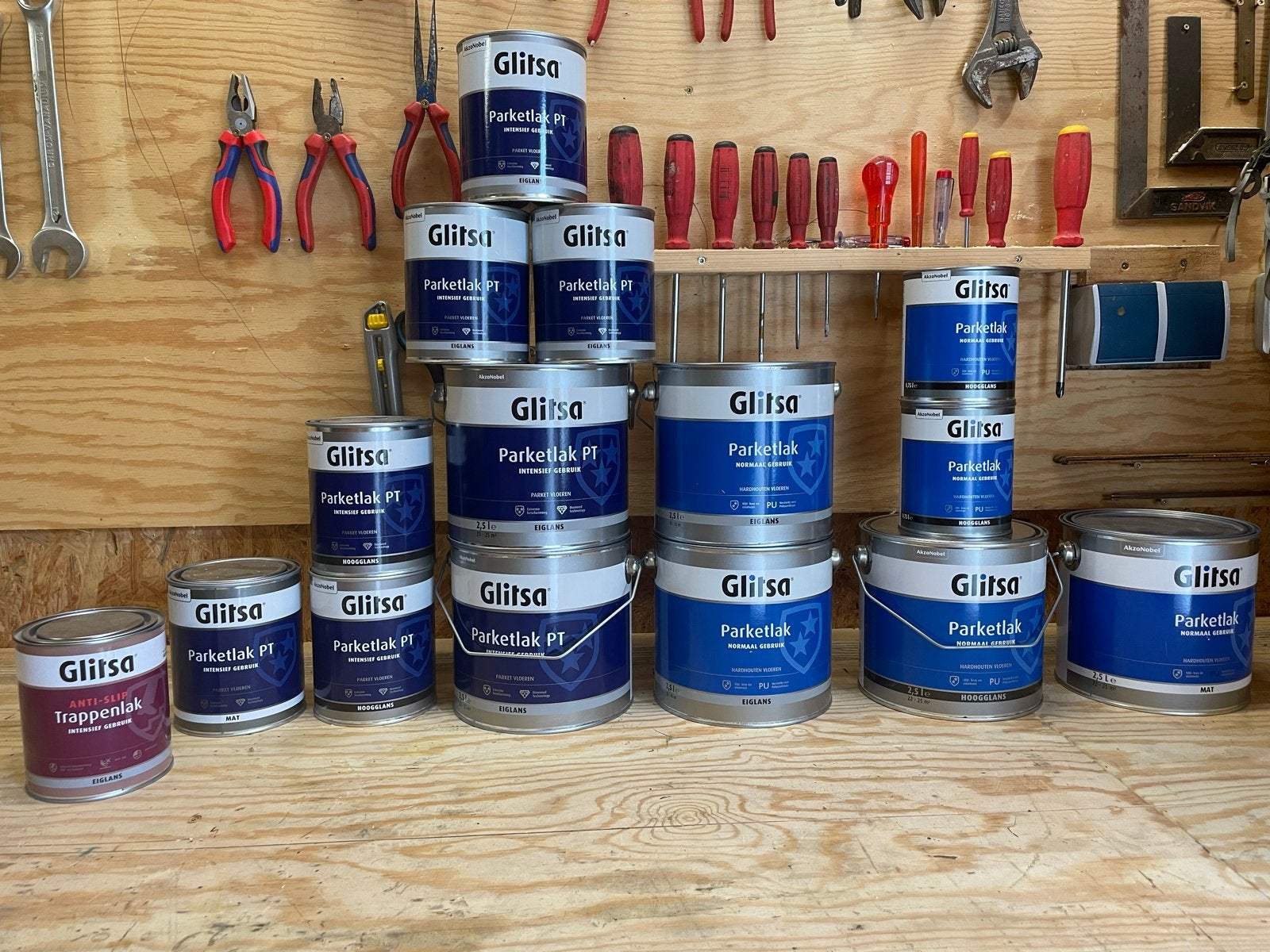 Glitsa parket en trappenlak diverse volumes en soorten, Ophalen, Overige kleuren, Nieuw, Lak
