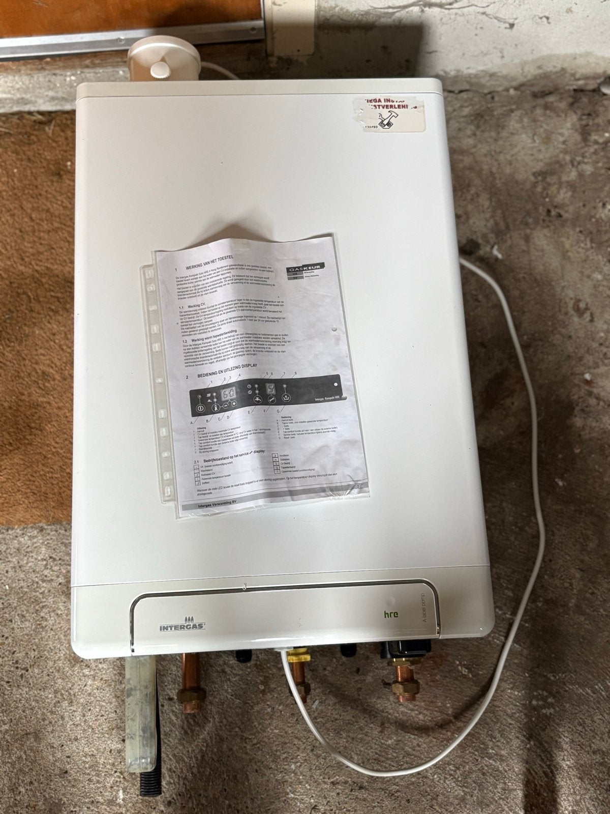 Intergas HRE solo ketel 2018 met rookgasafvoer en dakdoorvoe, Ophalen, 30 tot 80 cm, Gebruikt, Hoog rendement (Hr)
