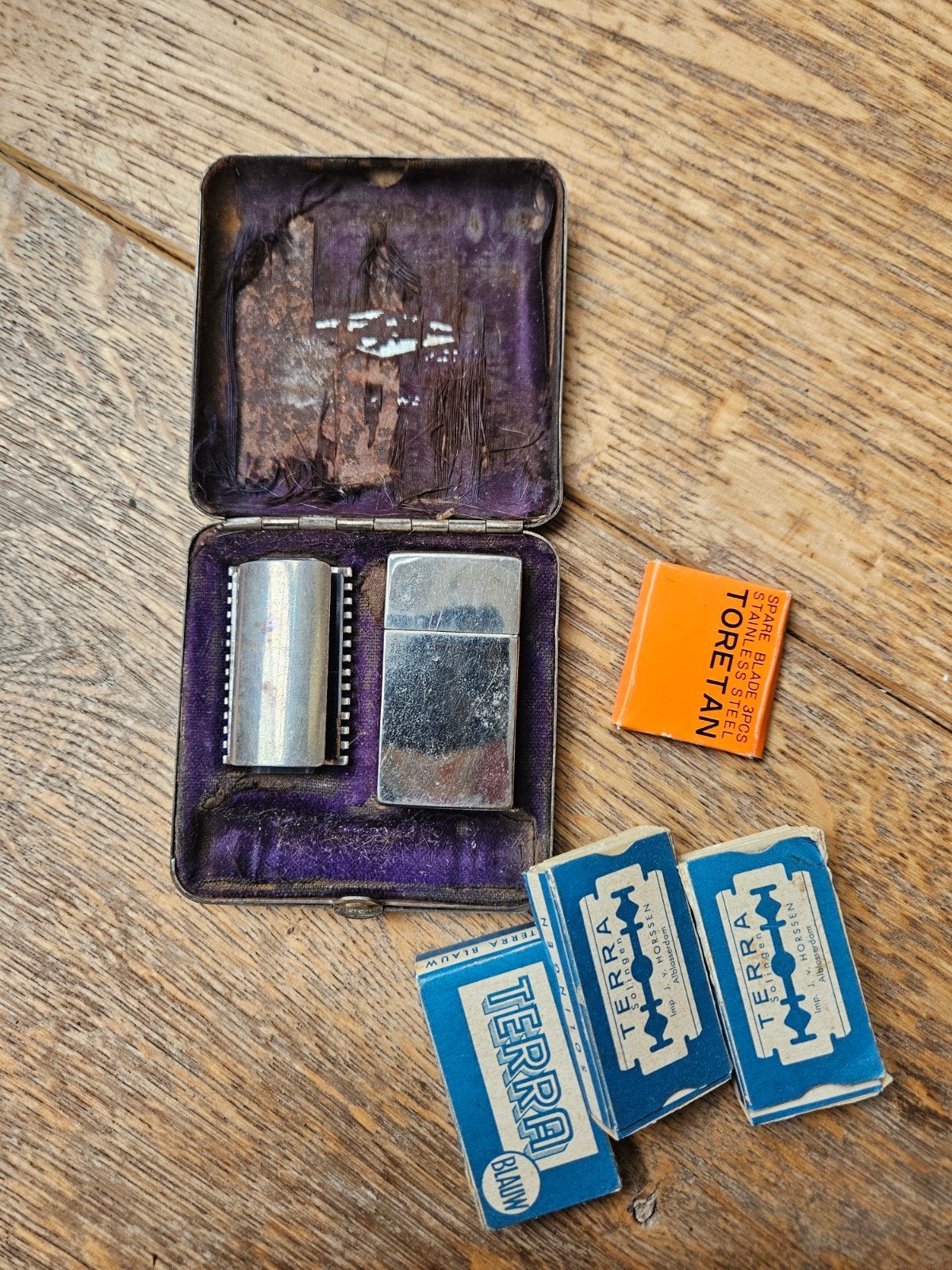 Antiek Vintage 4-Delig Reisscheermes  in Metal, Ophalen of Verzenden