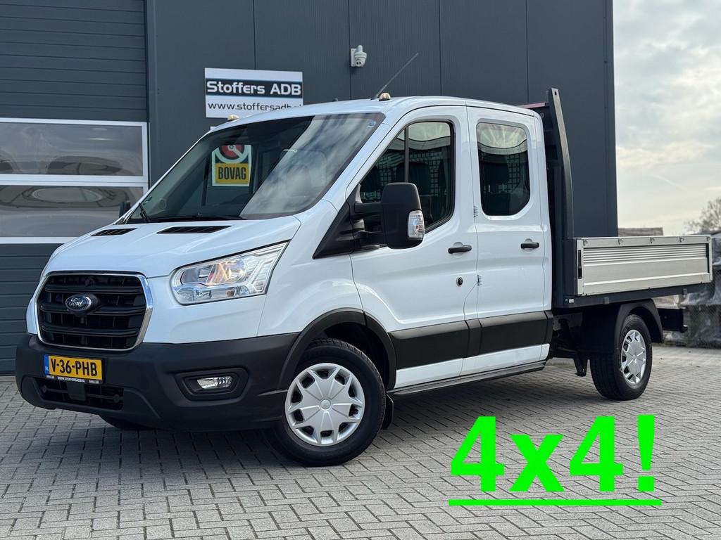 Ford Transit 350 2.0 TDCI L2H1 DC Trend 4WD | Open laadbak |, Auto's, Bestelauto's, Keurmerk '100% Onderhouden', 4 cilinders, Wit