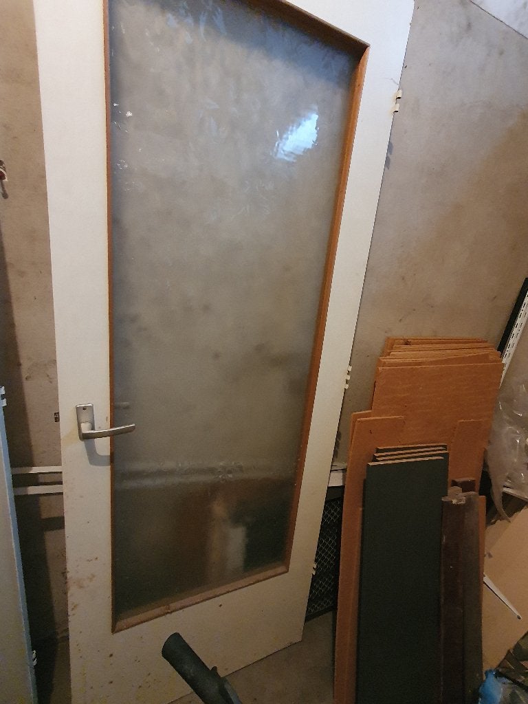 Antieke vensterglas binnendeur jaren '30, Ophalen, Gebruikt, Minder dan 80 cm, Binnendeur