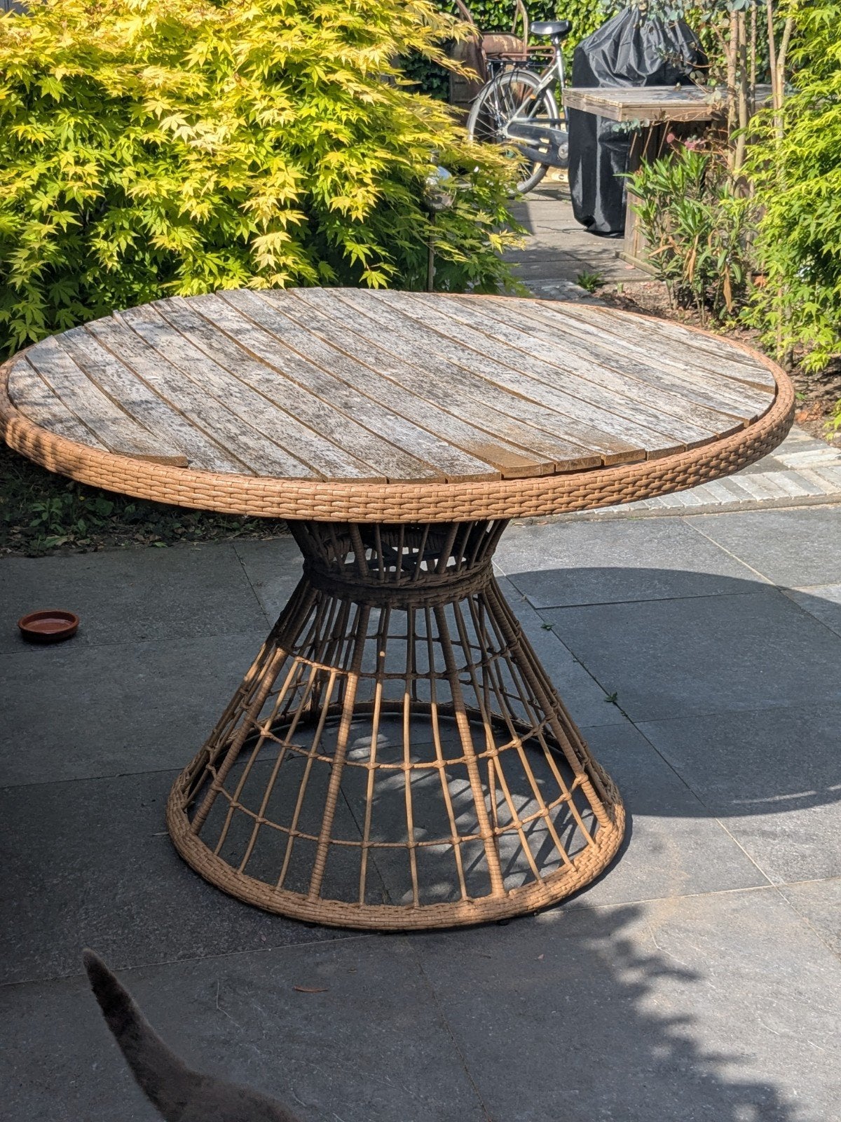 Ronde tafel Ibiza style tuintafel hout, Ophalen of Verzenden, Hout