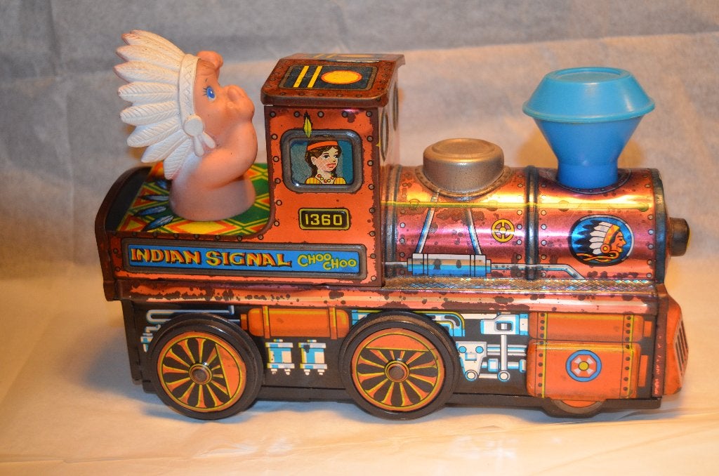 Blikken trein jaren '60 'Indian Signal Choo Choo', Antiek en Kunst, Antiek | Speelgoed, Ophalen of Verzenden