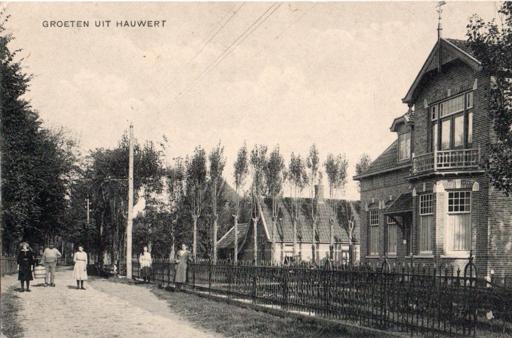 Hauwert, Groeten uit met dorpsgezicht. 7392, Ophalen of Verzenden, Voor 1920, Ongelopen, Noord-Holland