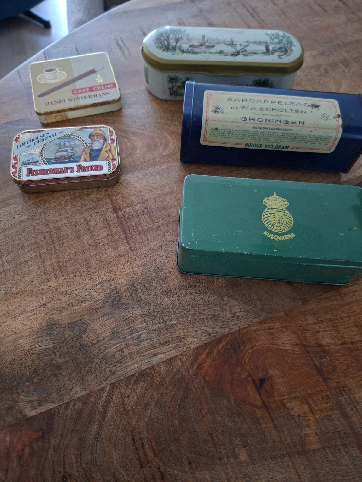 5 oude blikken in goede staat, Verzamelen, Blikken, Gebruikt, Overige, Ophalen of Verzenden