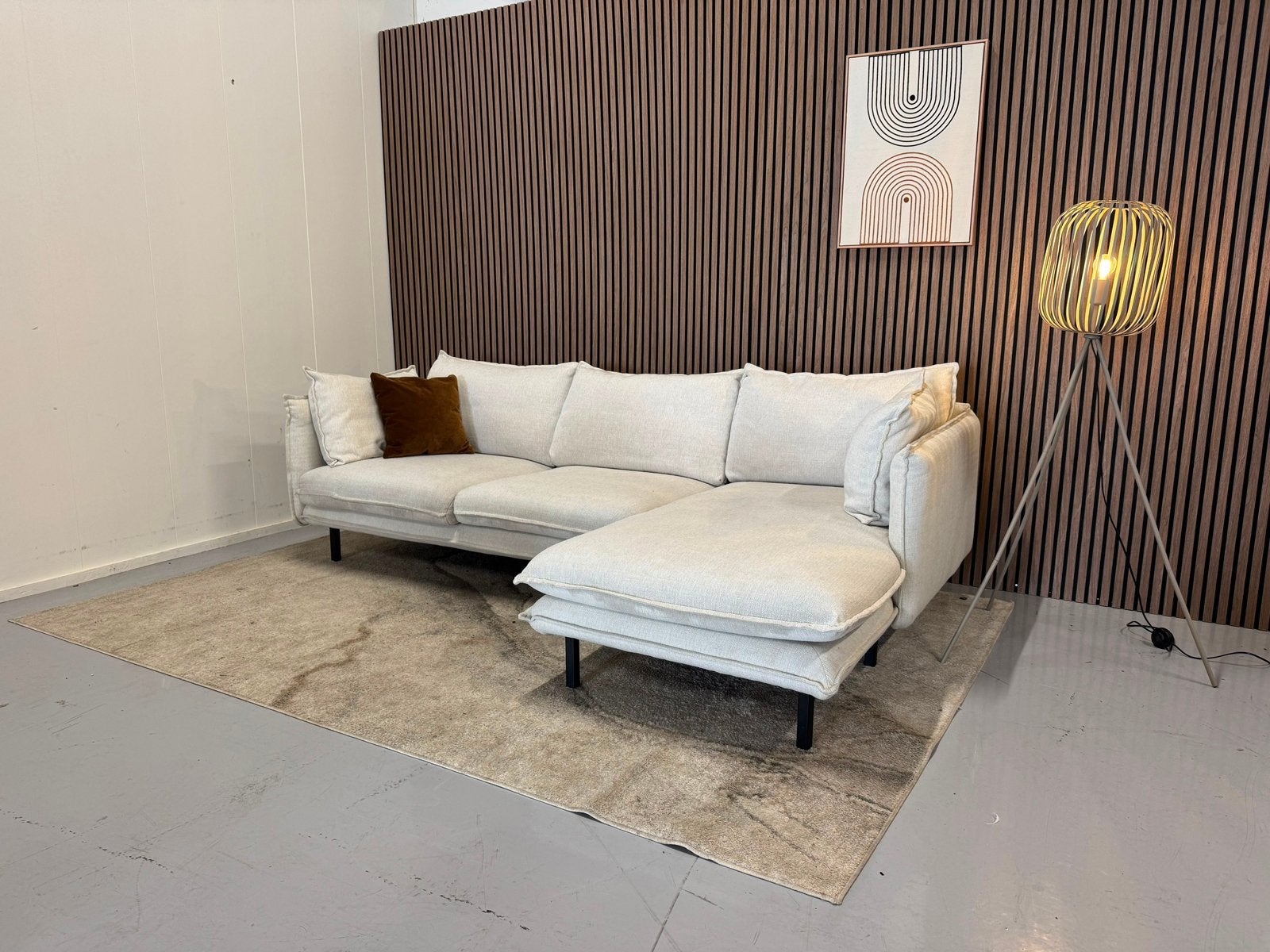 Woood Gayle - Hoekbank - Zandkleur - Beige Zeer Nette Staat, Ophalen of Verzenden, Zo goed als nieuw, 150 cm of meer, Vierpersoons of meer