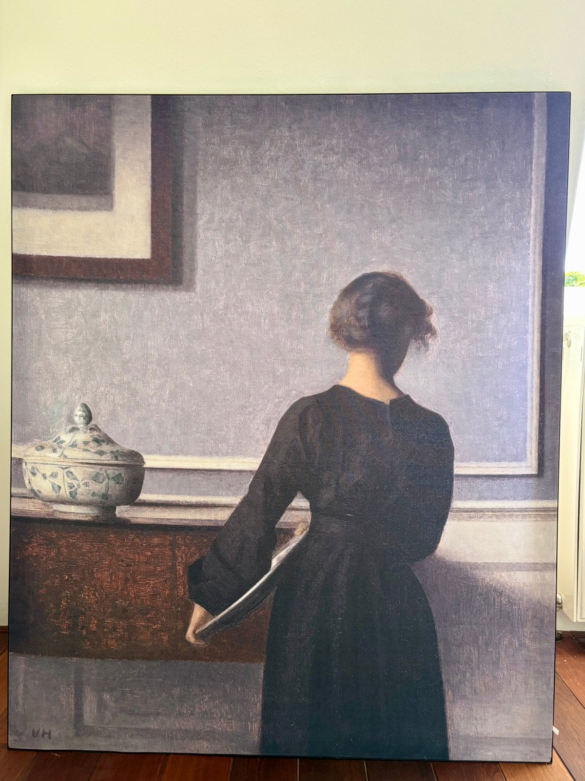 Large Framed Fabric Canvas Painting, Ophalen