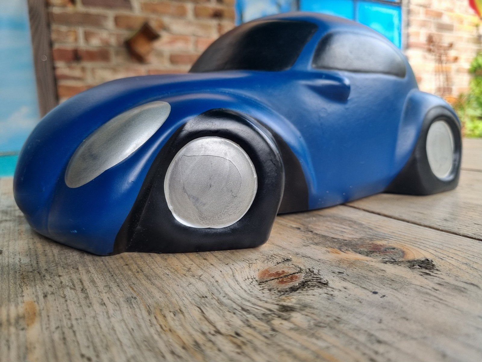 Blauwe Kever (Beetle) Spaarpot - Vintage Stijl Auto, Ophalen of Verzenden, Zo goed als nieuw, Steen, Aardewerk of Keramiek, Vervoermiddel