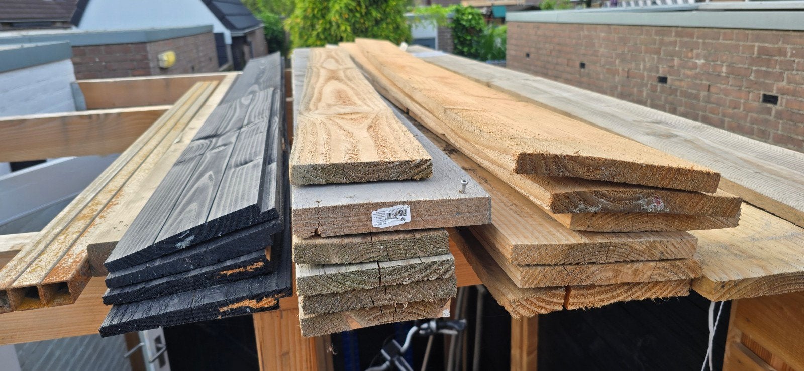Diverse Houten Planken douglas, Doe-het-zelf en Verbouw, Hout en Planken, Geïmpregneerd, Gebruikt, 25 tot 50 mm, Grenen