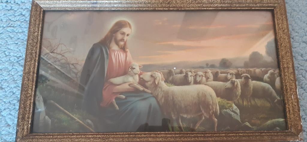 Zo mooi Vintage schilderij Giovanni Jezus de goede Herder, Antiek en Kunst, Antiek | Religie, Ophalen of Verzenden