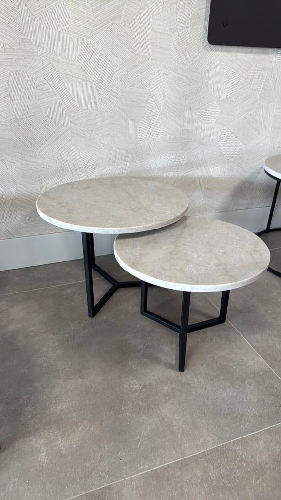 Salontafel Glencoe composiet rond 50 en 60 cm, Ophalen, Minder dan 55 cm, Rond, Nieuw