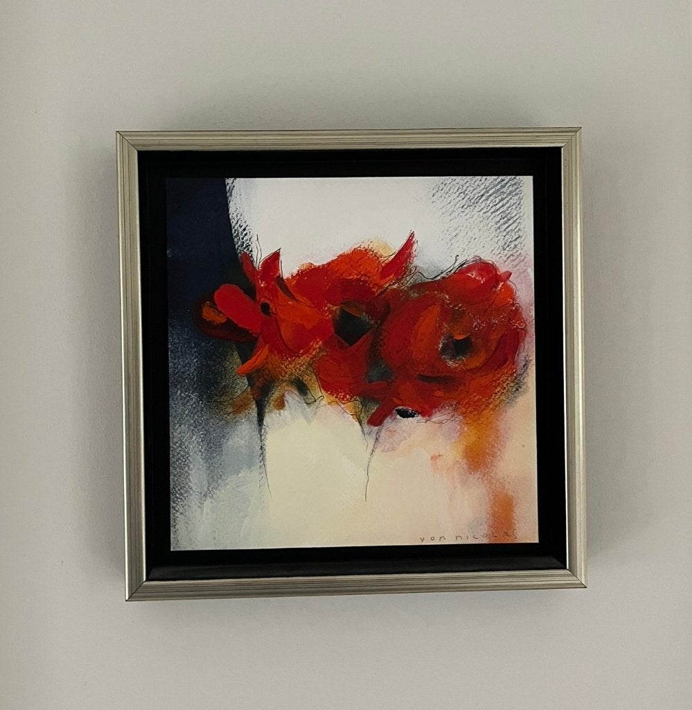 Schilderij 'Flowers' van Yon Nicolas, 20x20cm, Ophalen, Bloemen
