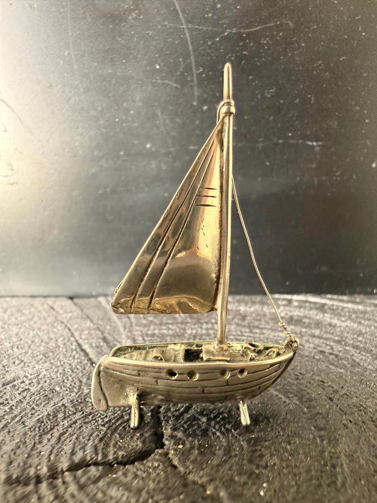 Zilveren Zeilboot Miniatuur - Decoratief Object, Antiek en Kunst, Verzenden, Zilver
