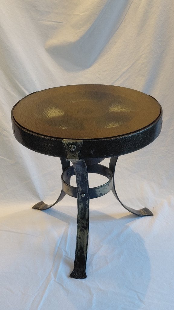 Handgesmede karrewiel-bijzettafel, Antiek en Kunst, Antiek | Meubels | Tafels, Ophalen