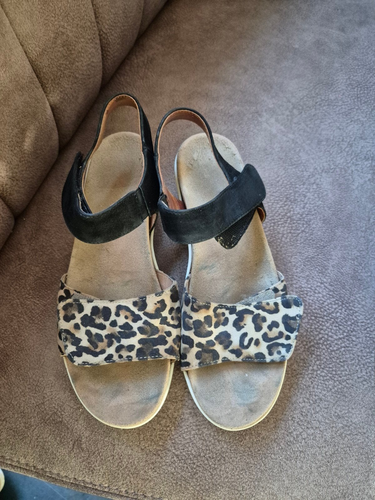 Gabor sandalen met luipaardprint, maat 38.5, Zwart, Gabor, Gedragen, Sandalen of Muiltjes